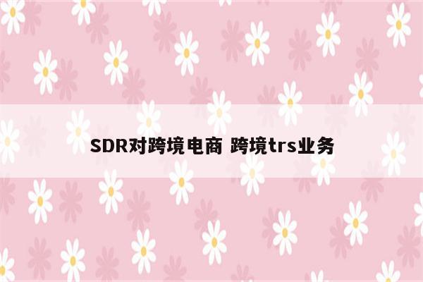 SDR对跨境电商 跨境trs业务