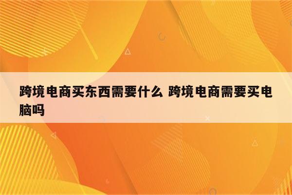 跨境电商买东西需要什么 跨境电商需要买电脑吗