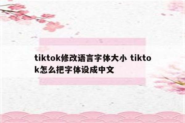 tiktok修改语言字体大小 tiktok怎么把字体设成中文