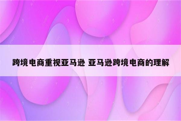 跨境电商重视亚马逊 亚马逊跨境电商的理解