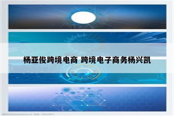 杨亚俊跨境电商 跨境电子商务杨兴凯