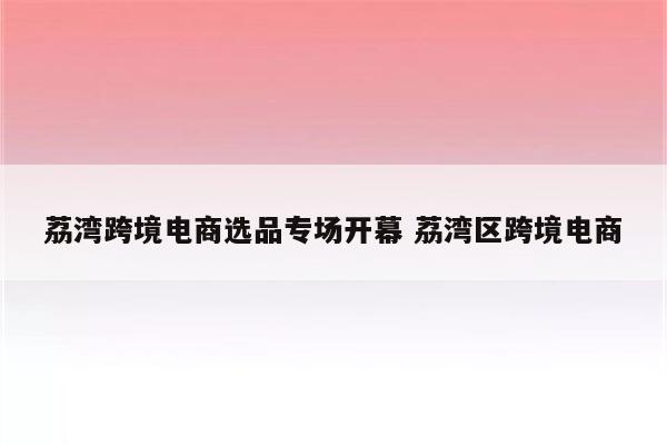 荔湾跨境电商选品专场开幕 荔湾区跨境电商