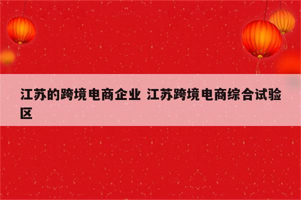 江苏的跨境电商企业 江苏跨境电商综合试验区