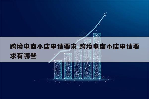 跨境电商小店申请要求 跨境电商小店申请要求有哪些