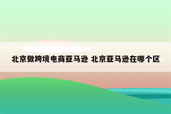 北京做跨境电商亚马逊 北京亚马逊在哪个区