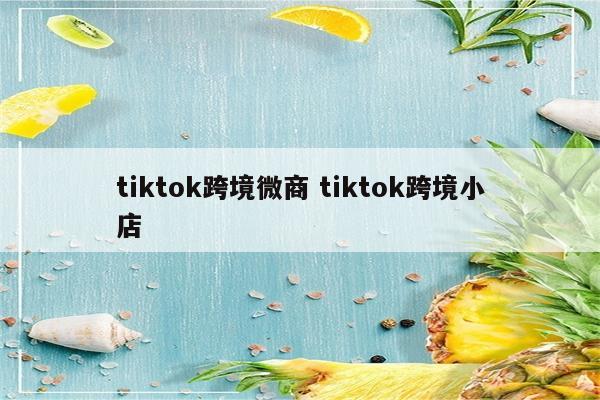 tiktok跨境微商 tiktok跨境小店