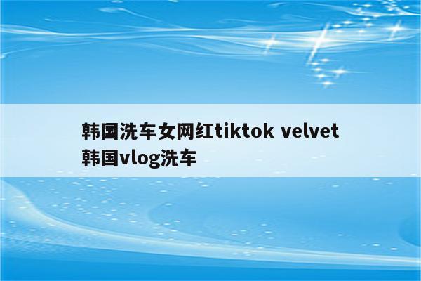 韩国洗车女网红tiktok velvet韩国vlog洗车