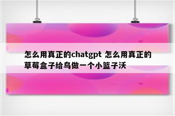 怎么用真正的chatgpt 怎么用真正的草莓盒子给鸟做一个小篮子沃