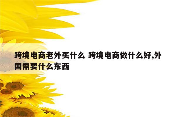 跨境电商老外买什么 跨境电商做什么好,外国需要什么东西
