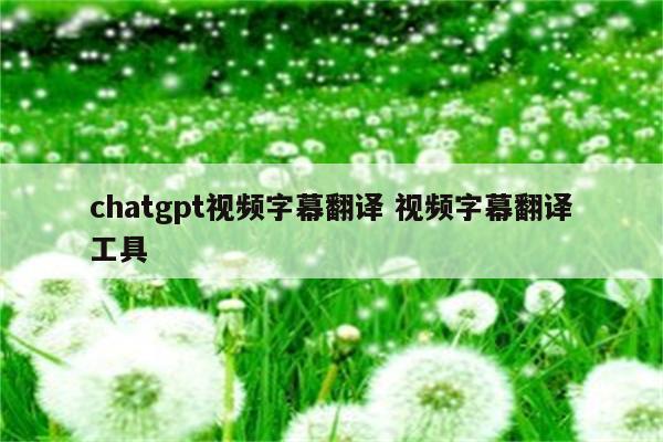chatgpt视频字幕翻译 视频字幕翻译工具