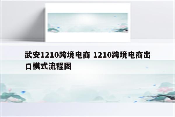 武安1210跨境电商 1210跨境电商出口模式流程图