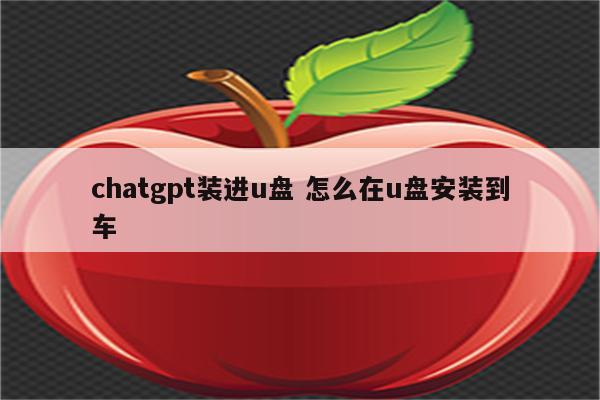 chatgpt装进u盘 怎么在u盘安装到车