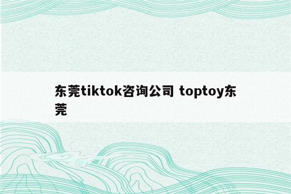 东莞tiktok咨询公司 toptoy东莞