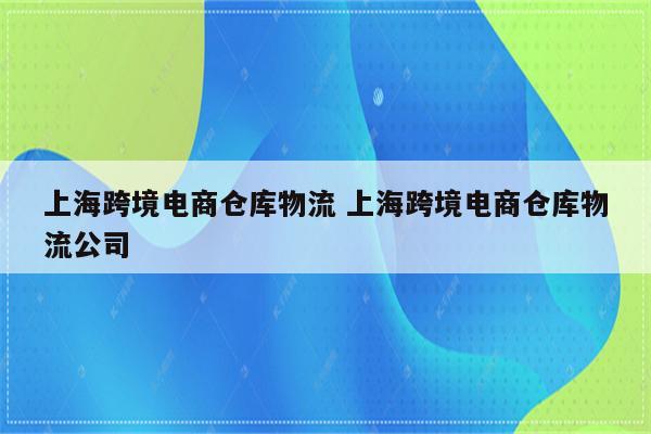 上海跨境电商仓库物流 上海跨境电商仓库物流公司