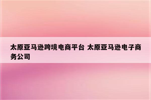 太原亚马逊跨境电商平台 太原亚马逊电子商务公司