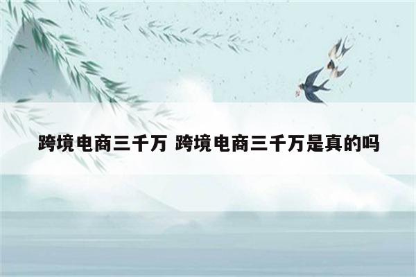 跨境电商三千万 跨境电商三千万是真的吗