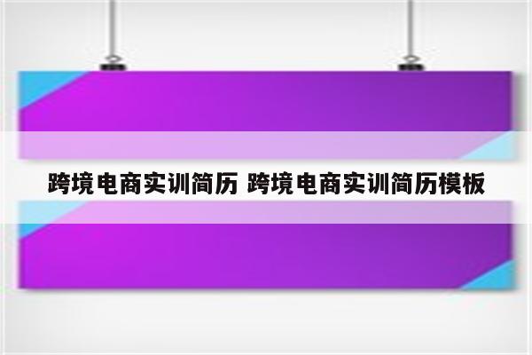 跨境电商实训简历 跨境电商实训简历模板