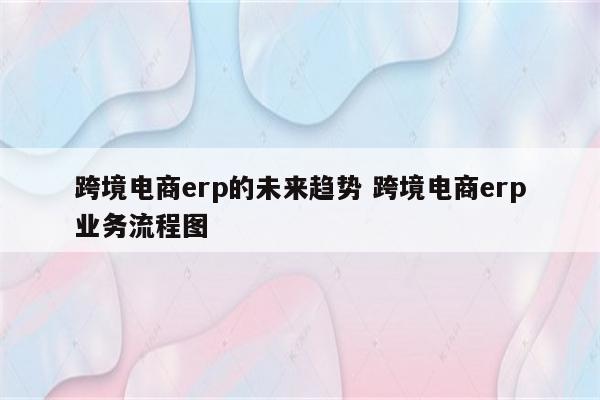 跨境电商erp的未来趋势 跨境电商erp业务流程图