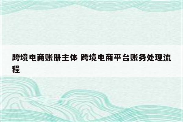 跨境电商账册主体 跨境电商平台账务处理流程