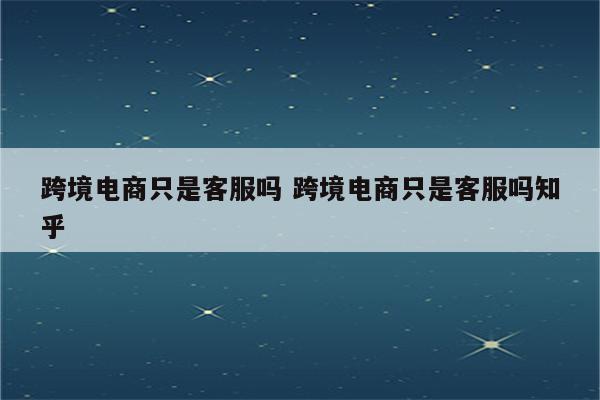 跨境电商只是客服吗 跨境电商只是客服吗知乎