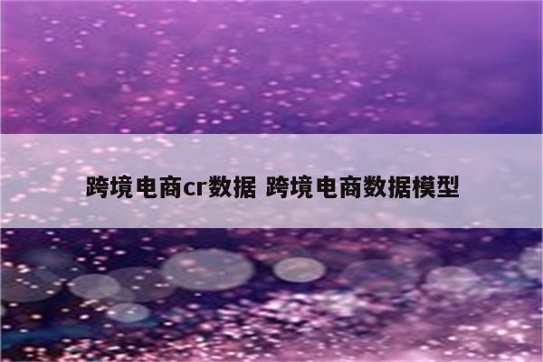 跨境电商cr数据 跨境电商数据模型