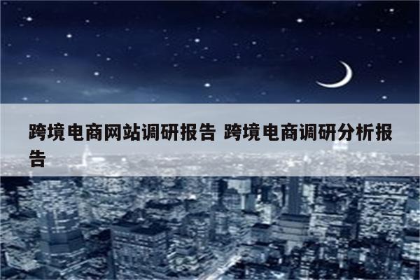 跨境电商网站调研报告 跨境电商调研分析报告