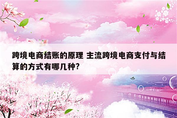 跨境电商结账的原理 主流跨境电商支付与结算的方式有哪几种?