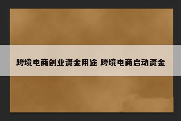 跨境电商创业资金用途 跨境电商启动资金