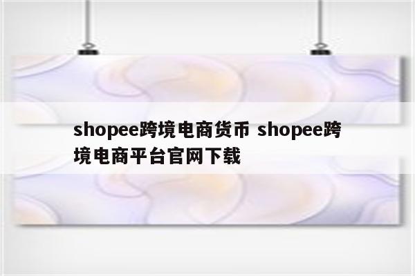 shopee跨境电商货币 shopee跨境电商平台官网下载