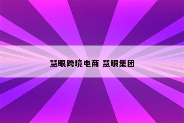 慧眼跨境电商 慧眼集团