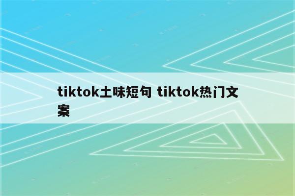 tiktok土味短句 tiktok热门文案