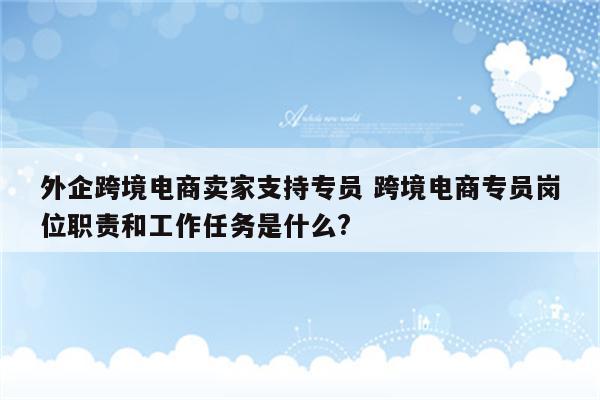 外企跨境电商卖家支持专员 跨境电商专员岗位职责和工作任务是什么?