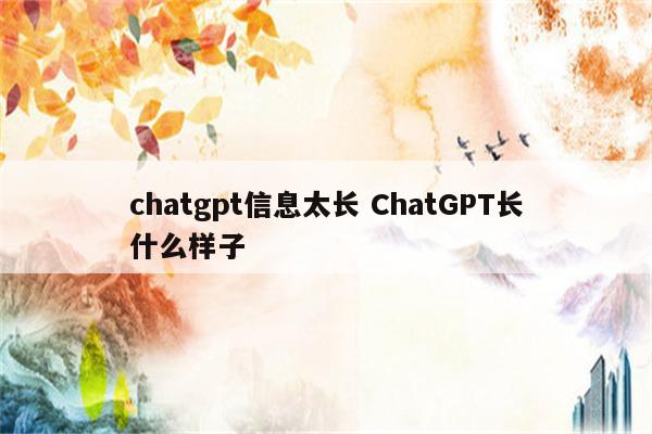 chatgpt信息太长 ChatGPT长什么样子