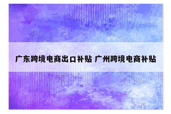 广东跨境电商出口补贴 广州跨境电商补贴
