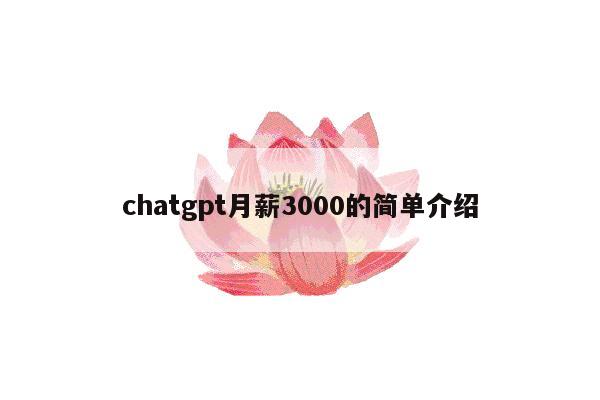 chatgpt月薪3000的简单介绍