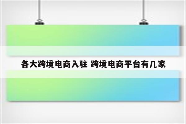 各大跨境电商入驻 跨境电商平台有几家
