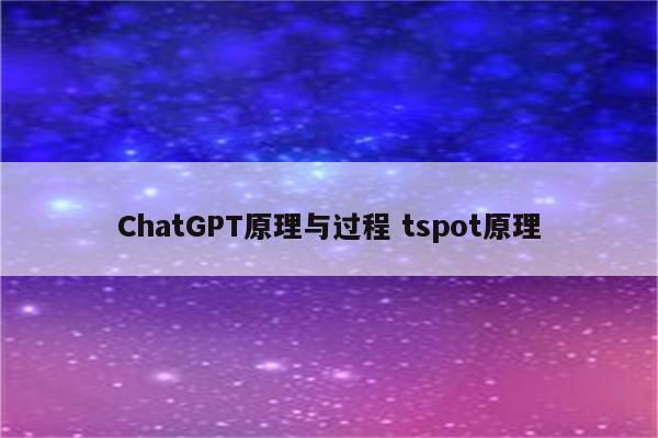 ChatGPT原理与过程 tspot原理