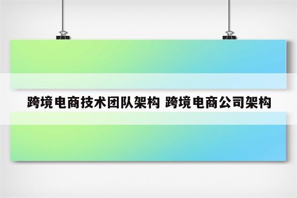 跨境电商技术团队架构 跨境电商公司架构