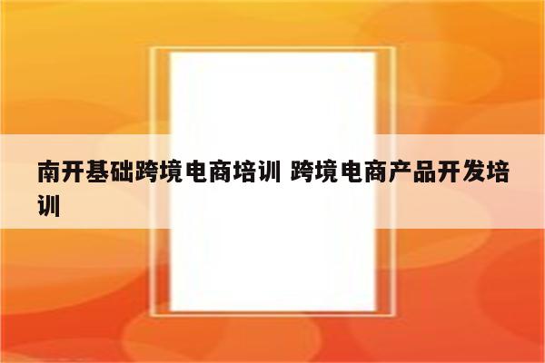 南开基础跨境电商培训 跨境电商产品开发培训