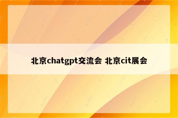 北京chatgpt交流会 北京cit展会