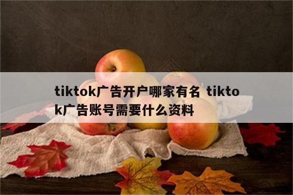 tiktok广告开户哪家有名 tiktok广告账号需要什么资料
