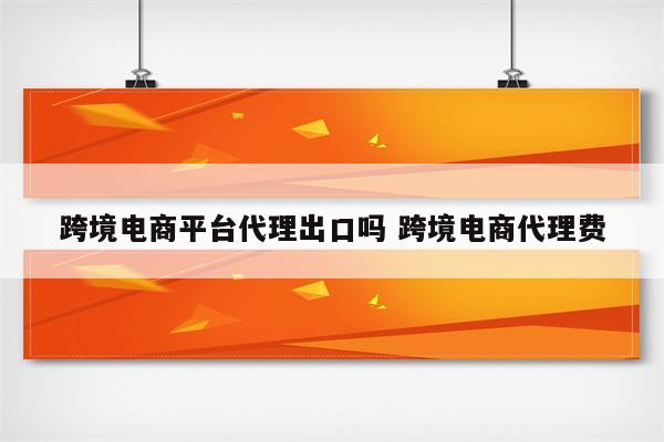跨境电商平台代理出口吗 跨境电商代理费