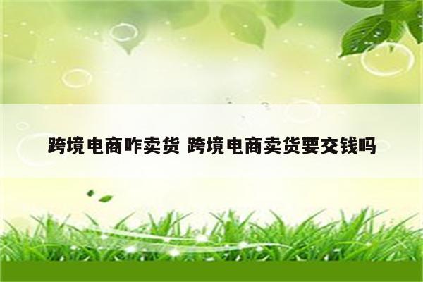 跨境电商咋卖货 跨境电商卖货要交钱吗