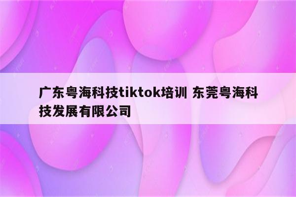 广东粤海科技tiktok培训 东莞粤海科技发展有限公司