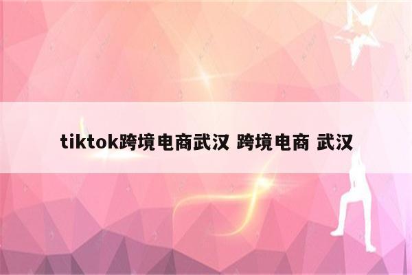 tiktok跨境电商武汉 跨境电商 武汉