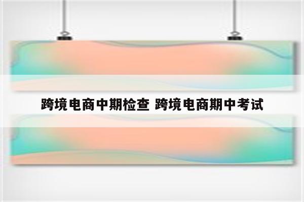 跨境电商中期检查 跨境电商期中考试