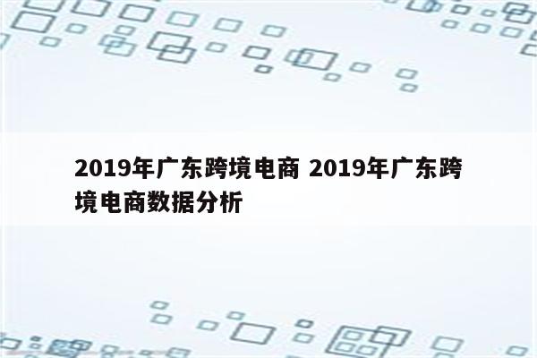 2019年广东跨境电商 2019年广东跨境电商数据分析