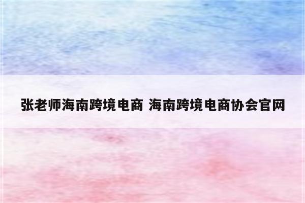 张老师海南跨境电商 海南跨境电商协会官网