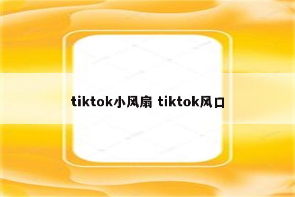 tiktok小风扇 tiktok风口