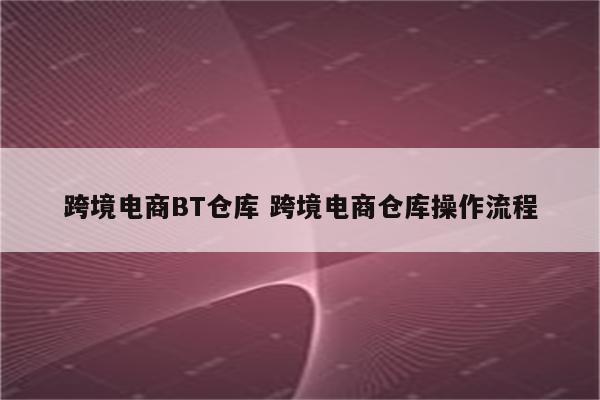 跨境电商BT仓库 跨境电商仓库操作流程